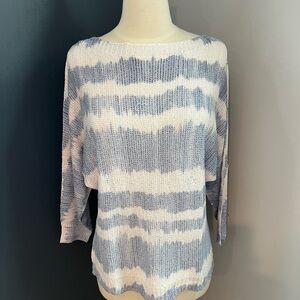 NWT Sioni Open Knit Sweater Denim Stripe Lightweight Size Small